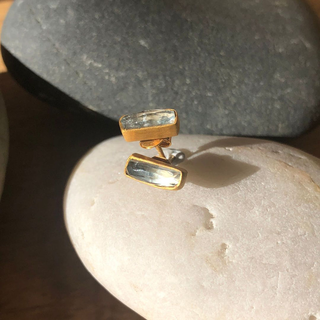 Baltic Studs. Sky Blue Topaz. Gold Vermeil