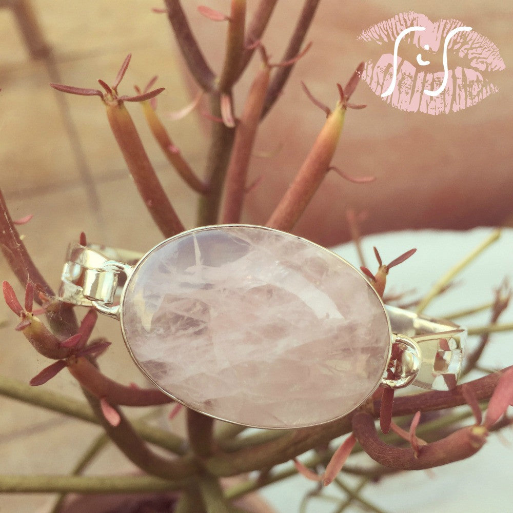 Apo Bangle. Rose Quartz. Silver